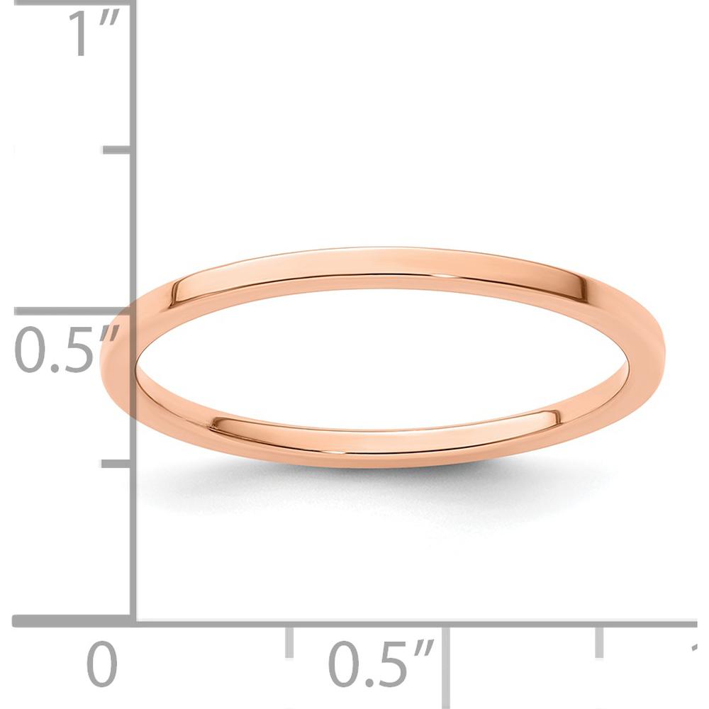 14K Rose Gold 1.2mm Flat Polished Stackable Band - Size 7.5 by 0