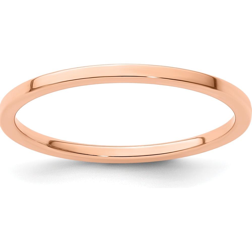 14K Rose Gold 1.2mm Flat Polished Stackable Band - Size 8 by 0