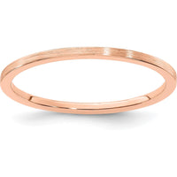 14K Rose Gold 1.2mm Flat Satin Stackable Band Ring - Size 10 by 0