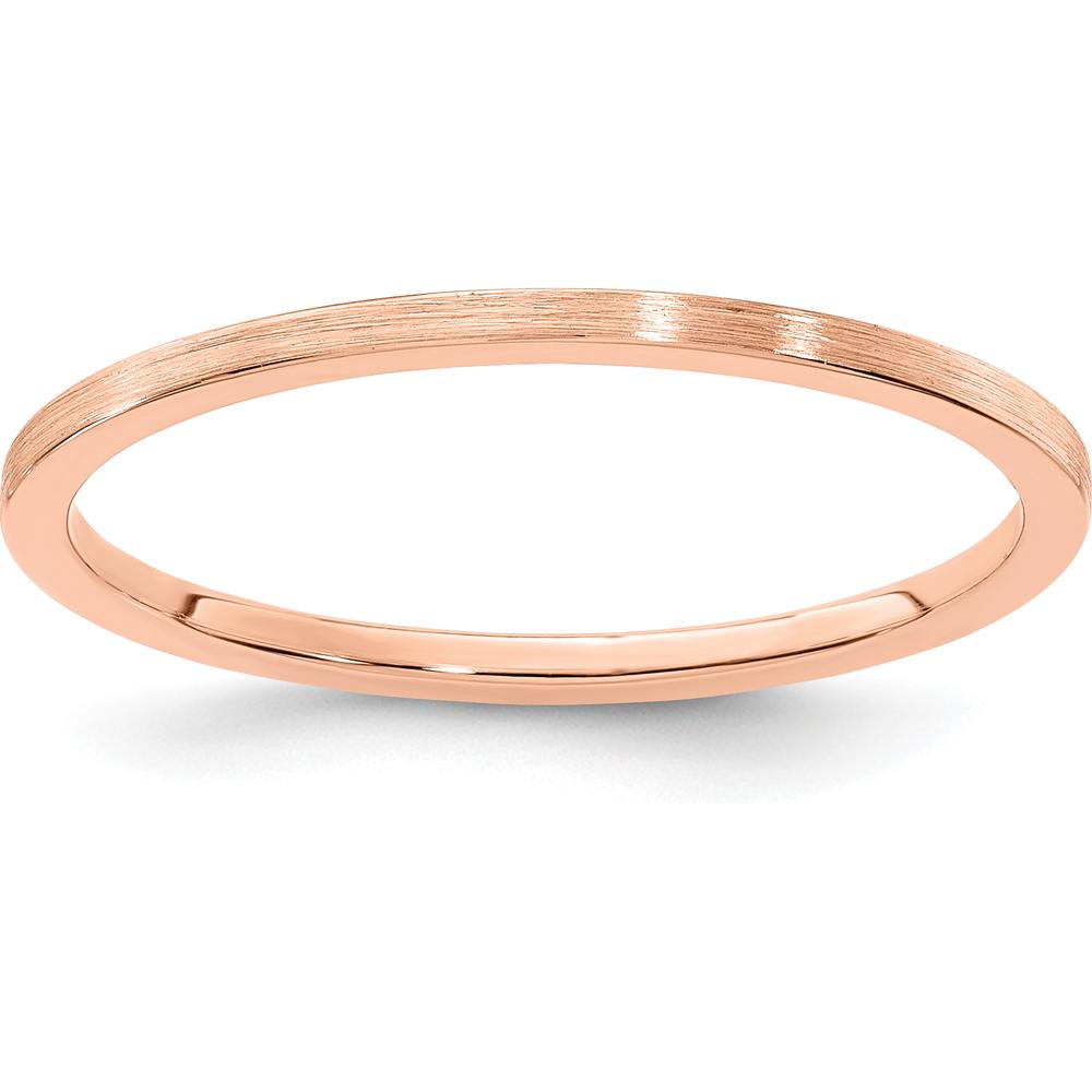 14K Rose Gold 1.2mm Flat Satin Stackable Band - Size 6 by 0