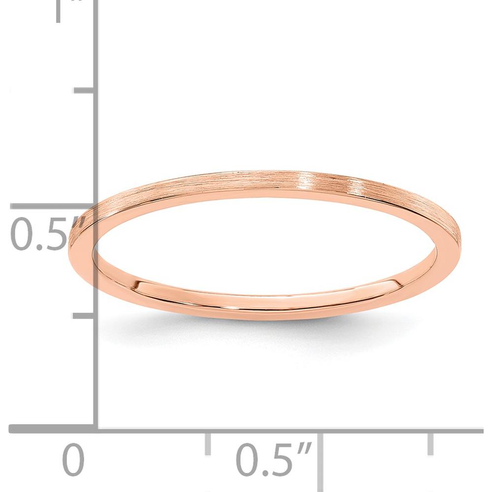 14K Rose Gold 1.2mm Flat Satin Stackable Band - Size 6 by 0
