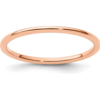 14K Rose Gold 1.2mm Polished Half Round Stackable Band Ring - Size 10 by 0