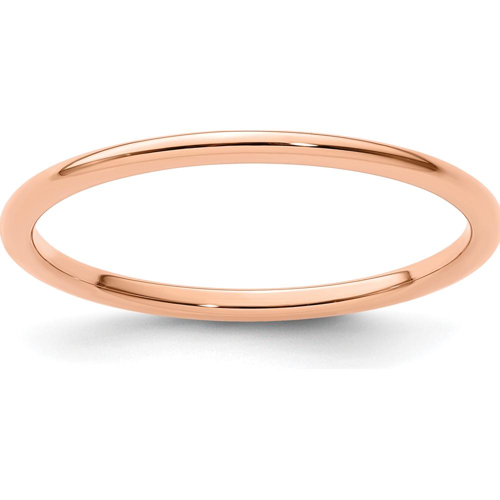 14K Rose Gold 1.2mm Polished Half Round Stackable Band Ring - Size 10 by 0