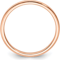 14K Rose Gold 1.2mm Polished Half Round Stackable Band Ring - Size 10 by 0