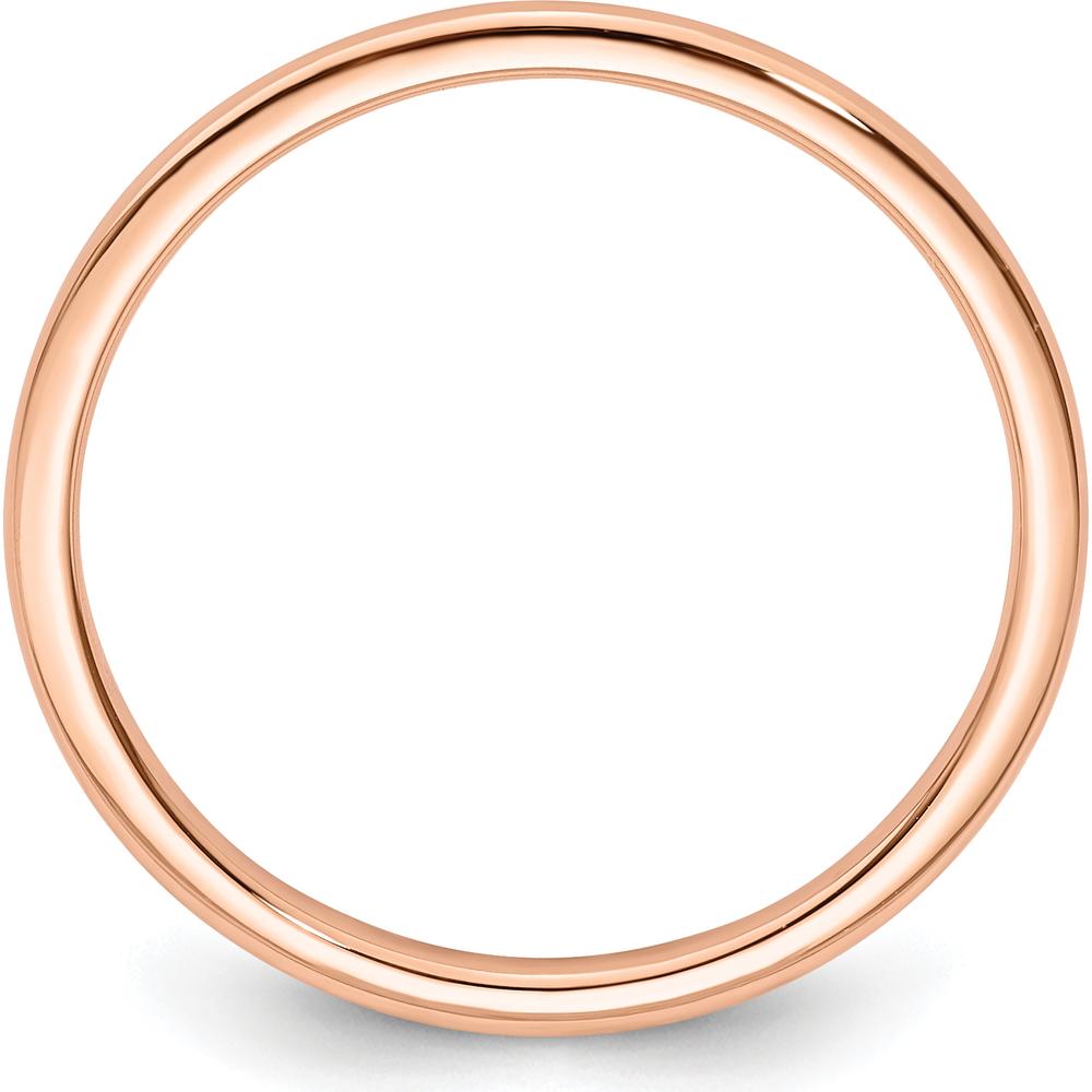 14K Rose Gold 1.2mm Polished Half Round Stackable Band Ring - Size 10 by 0