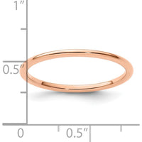 14K Rose Gold 1.2mm Polished Half Round Stackable Band Ring - Size 10 by 0