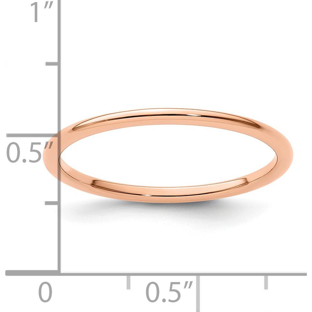 14K Rose Gold 1.2mm Polished Half Round Stackable Band Ring - Size 10 by 0