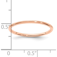 14K Rose Gold 1.2mm Satin Stackable Half Round Band - Size 10 by 0