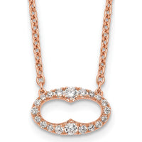 14K Rose Gold 1/4 Carat Diamond Oval Pendant Necklace - 0.26 Carat Total Diamond Weight by Oro Pregiato