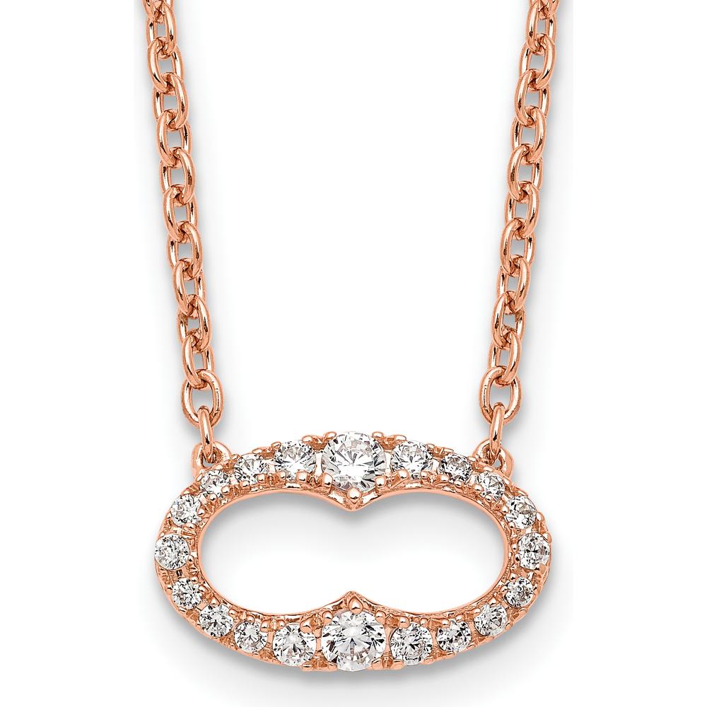 14K Rose Gold 1/4 Carat Diamond Oval Pendant Necklace - 0.26 Carat Total Diamond Weight by Oro Pregiato
