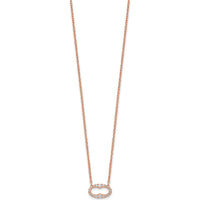 14K Rose Gold 1/4 Carat Diamond Oval Pendant Necklace - 0.26 Carat Total Diamond Weight by Oro Pregiato