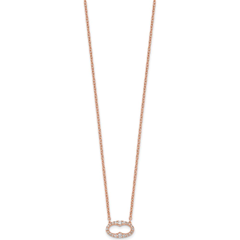 14K Rose Gold 1/4 Carat Diamond Oval Pendant Necklace - 0.26 Carat Total Diamond Weight by Oro Pregiato