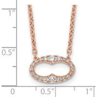 14K Rose Gold 1/4 Carat Diamond Oval Pendant Necklace - 0.26 Carat Total Diamond Weight by Oro Pregiato