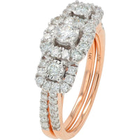 14K Rose Gold 1.50 Carat Lab Grown Diamond Bridal Set with Halo and Milgrain Detailing