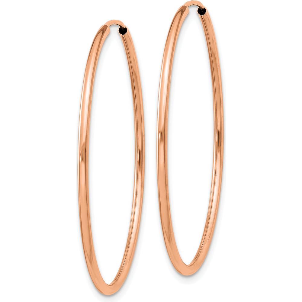 14K Rose Gold 1.50mm Polished Endless Tube Hoop Earrings - 35mm Diameter by 0