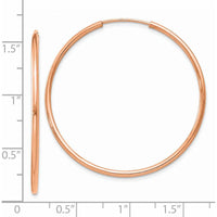 14K Rose Gold 1.50mm Polished Endless Tube Hoop Earrings - 35mm Diameter by 0