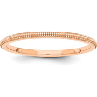 14K Rose Gold 1.5mm Milgrain Stackable Band - Size 6.5 by 0
