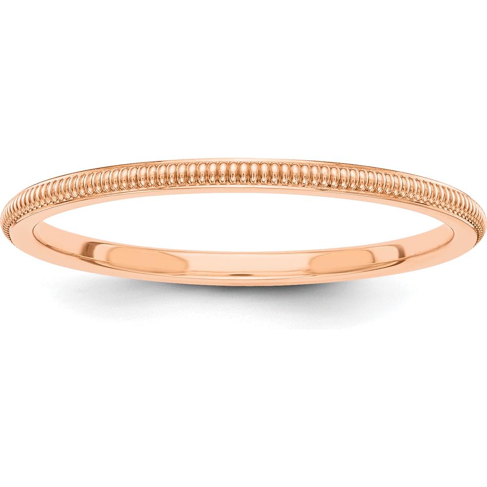 14K Rose Gold 1.5mm Milgrain Stackable Band - Size 8 by 0