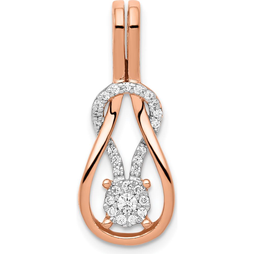 14K Rose Gold 1/6 Carat Diamond Knot Slide Pendant for Omega Chains by Monteluci Fine Jewelry