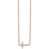 14K Rose Gold 1/6 Carat Diamond Sideways Cross Necklace - 1/6 Carat Total Diamond Weight by Oro Pregiato