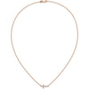 14K Rose Gold 1/6 Carat Diamond Sideways Cross Necklace - 1/6 Carat Total Diamond Weight by Oro Pregiato