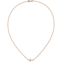 14K Rose Gold 1/6 Carat Diamond Sideways Cross Necklace - 1/6 Carat Total Diamond Weight by Oro Pregiato