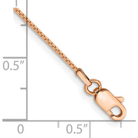 14K Rose Gold 10" Box Link Anklet with Lobster Clasp - 0.9mm Width by 0
