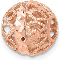 14K Rose Gold 10mm Diamond-Cut Filigree Ball Charm Pendant by 0