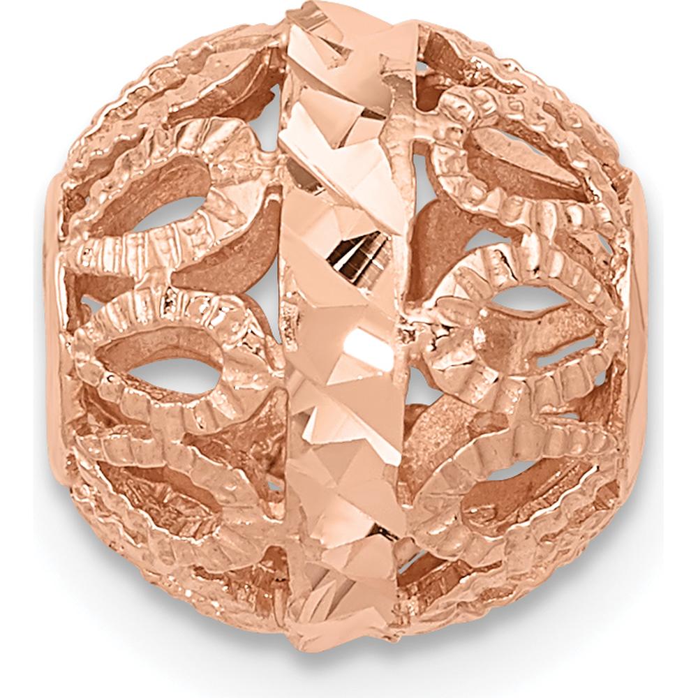 14K Rose Gold 10mm Diamond-Cut Filigree Ball Charm Pendant by 0