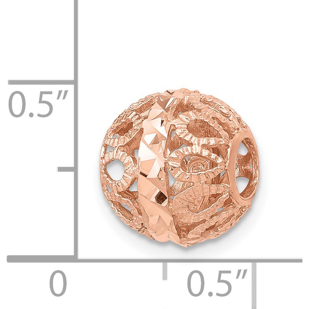 14K Rose Gold 10mm Diamond-Cut Filigree Ball Charm Pendant by 0