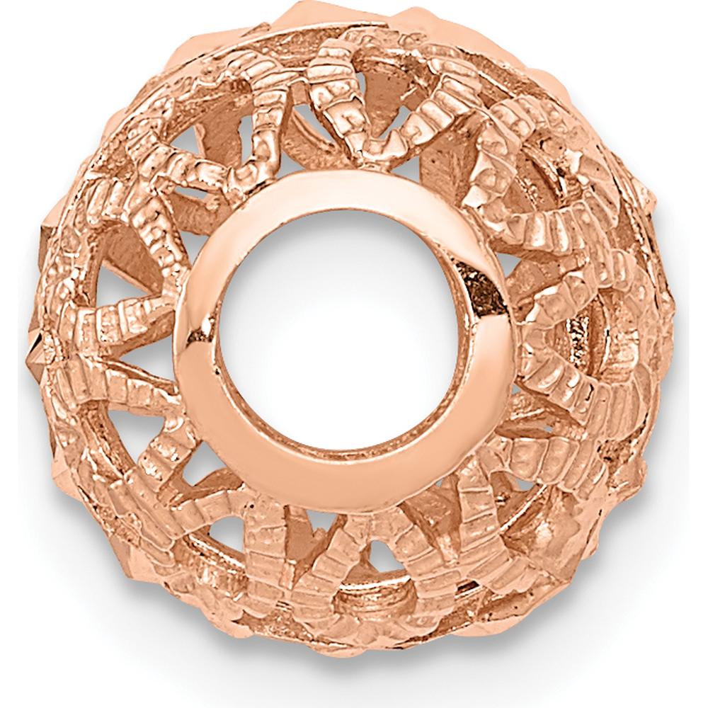 14K Rose Gold 10mm Diamond-Cut Filigree Ball Charm Pendant by 0