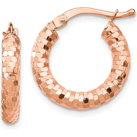 14K Rose Gold 10mm Diamond-Cut Small Hoop Earrings by 0