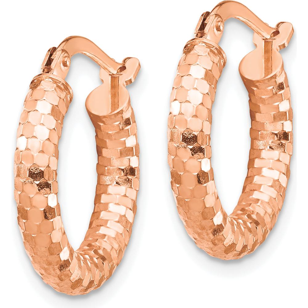 14K Rose Gold 10mm Diamond-Cut Small Hoop Earrings by 0
