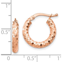 14K Rose Gold 10mm Diamond-Cut Small Hoop Earrings by 0