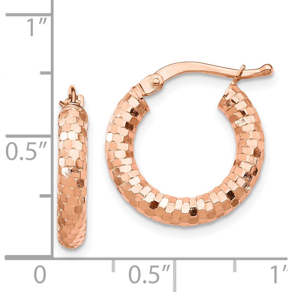 14K Rose Gold 10mm Diamond-Cut Small Hoop Earrings by 0
