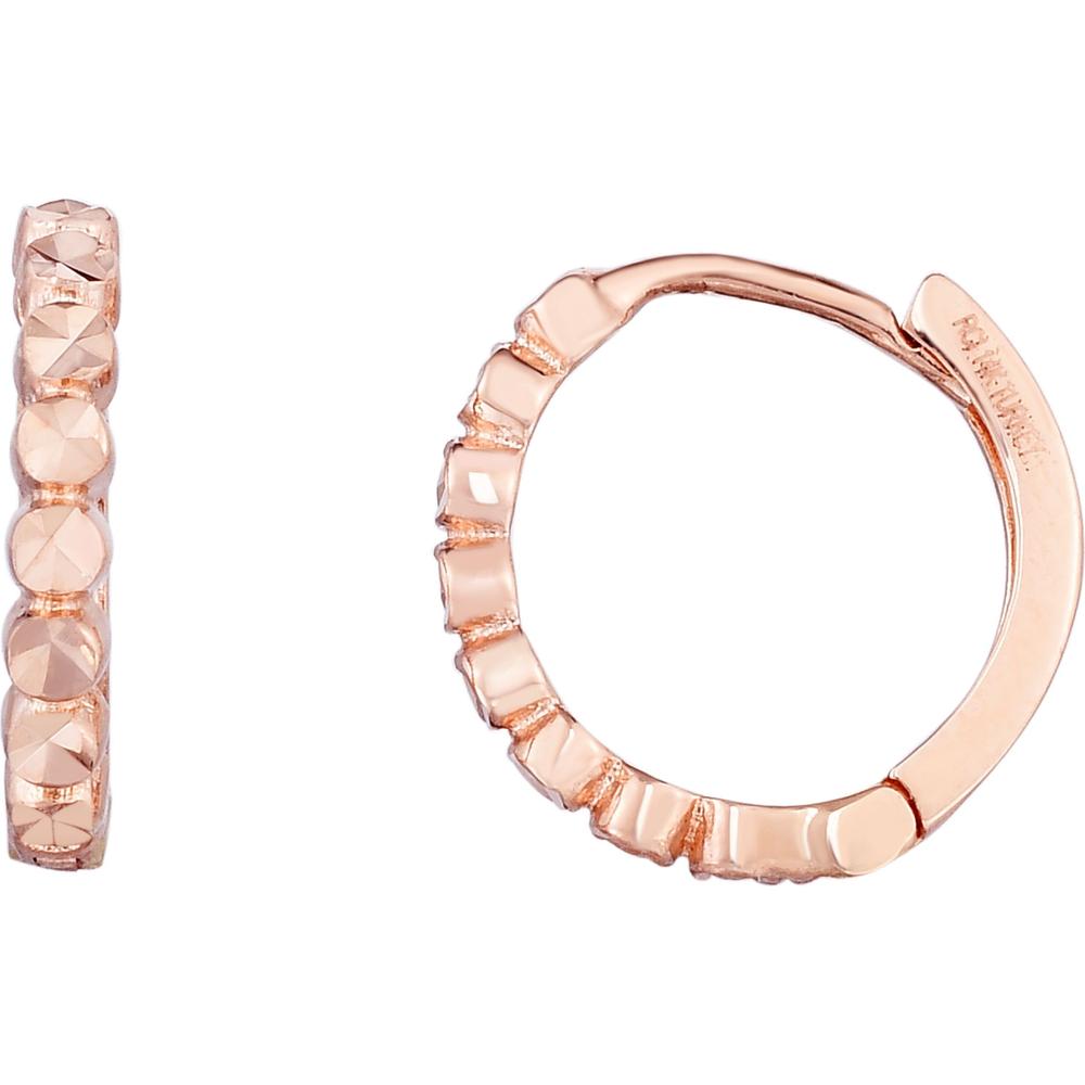 14K Rose Gold 11mm Diamond Cut Round Huggie Earrings by Orozza Fine Jewelry