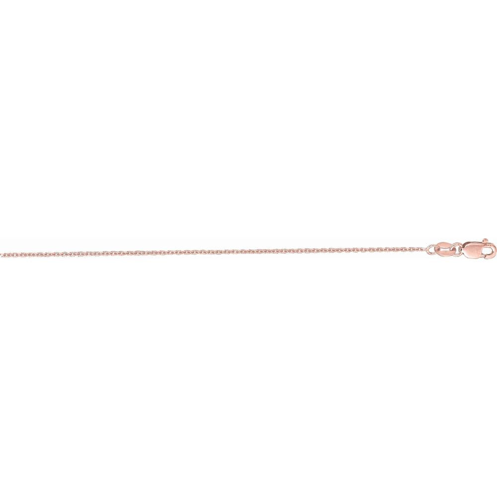 14K Rose Gold 16" 1.3mm Diamond Cut Cable Chain with Lobster Lock by Orozza Fine Jewelry