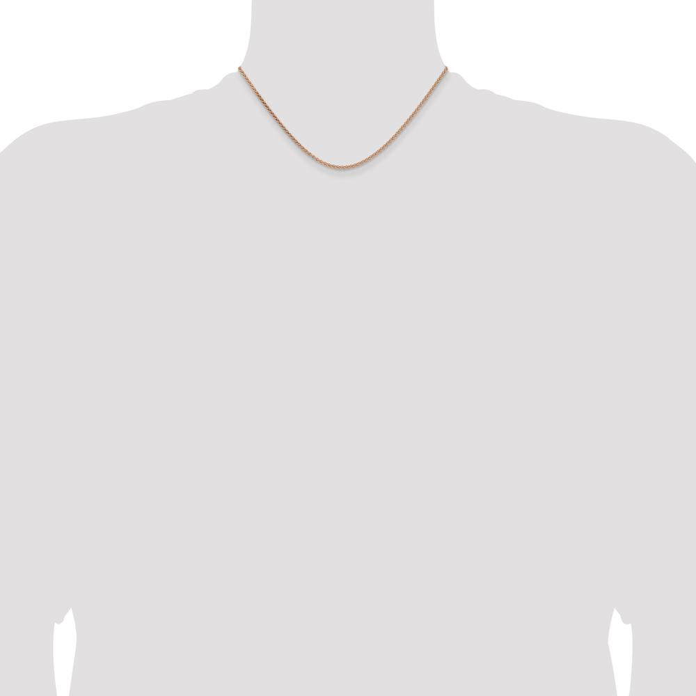 14K Rose Gold 16" 2.1mm Solid Polished Spiga Chain with Lobster Clasp by 0