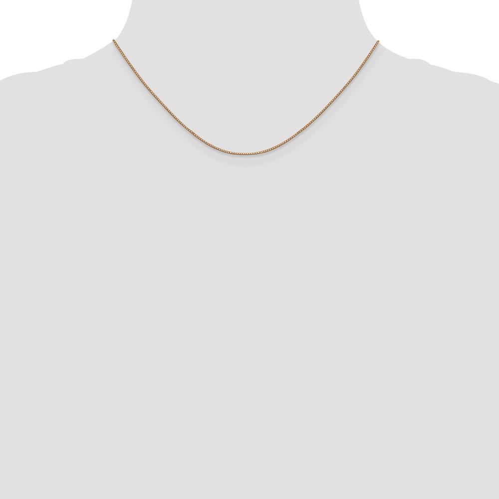 14K Rose Gold 16" Box Link Chain with Lobster Clasp - 0.9mm Width by 0