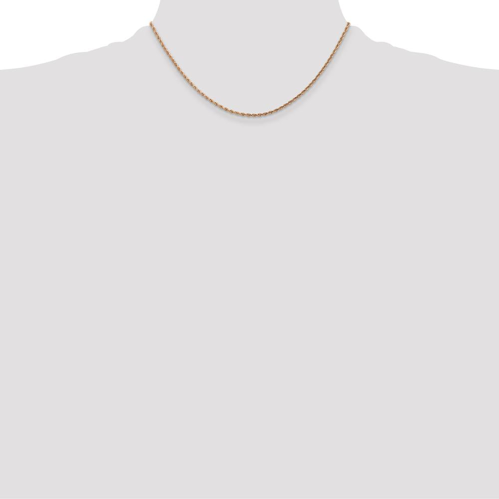 14K Rose Gold 16" Diamond-Cut Rope Chain Necklace with Lobster Clasp - 1.75mm