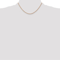 14K Rose Gold 16" Diamond-Cut Rope Chain Necklace with Lobster Clasp - 2mm Solid Design