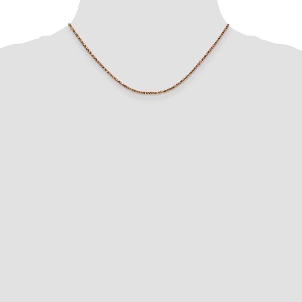 14K Rose Gold 16" Diamond-Cut Spiga Chain with Lobster Clasp - 1.7mm Width by 0