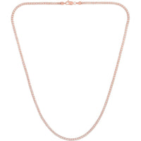 14K Rose Gold 16" Two-Tone Diamond-Cut Ice Chain Necklace - 3.3mm Width by Orozza Fine Jewelry