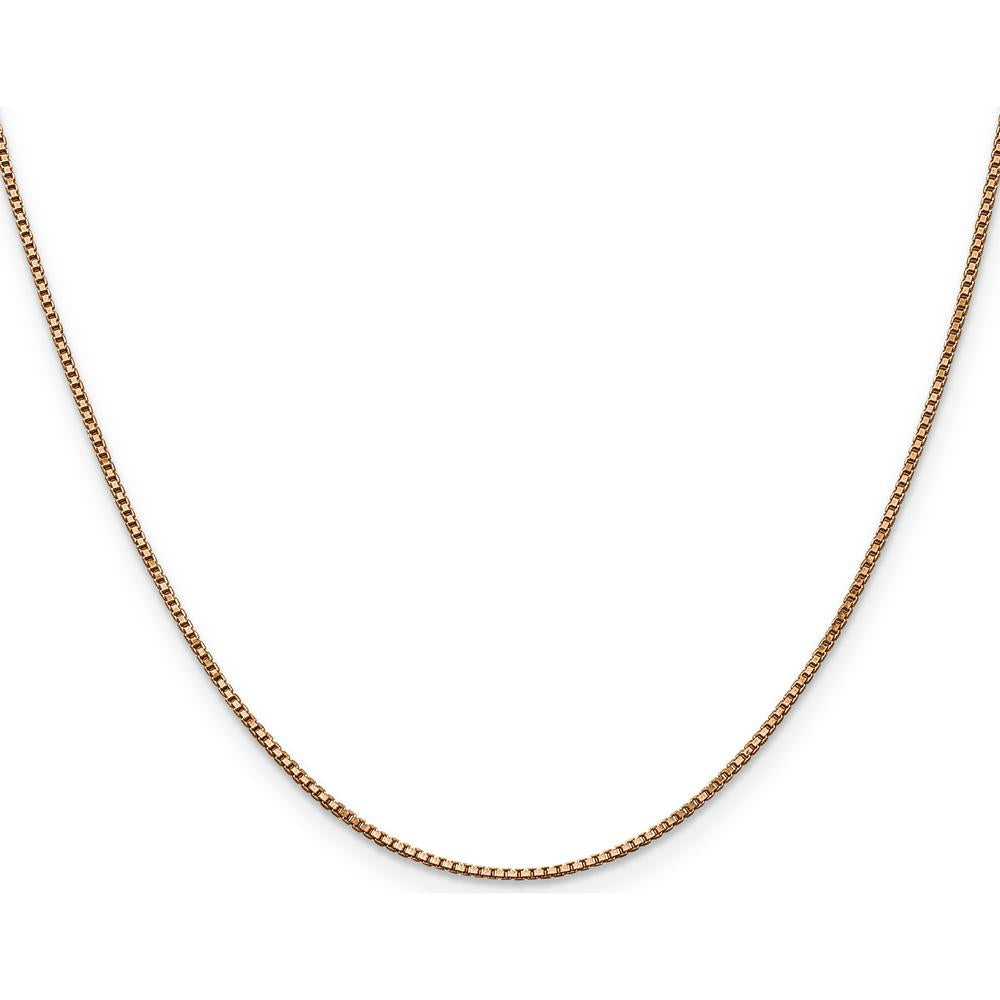14K Rose Gold 18" 1mm Box Link Chain with Lobster Clasp by 0