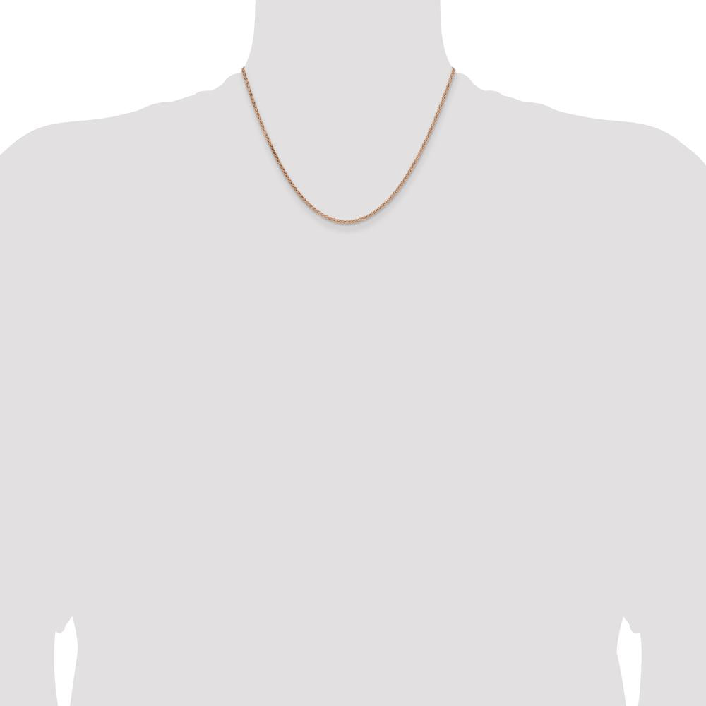 14K Rose Gold 18" 2.1mm Solid Polished Spiga Chain with Lobster Clasp by 0