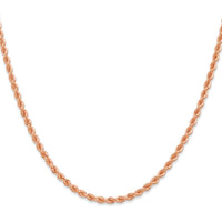 14K Rose Gold 18" 2.75mm Diamond-Cut Rope Chain Necklace with Lobster Clasp