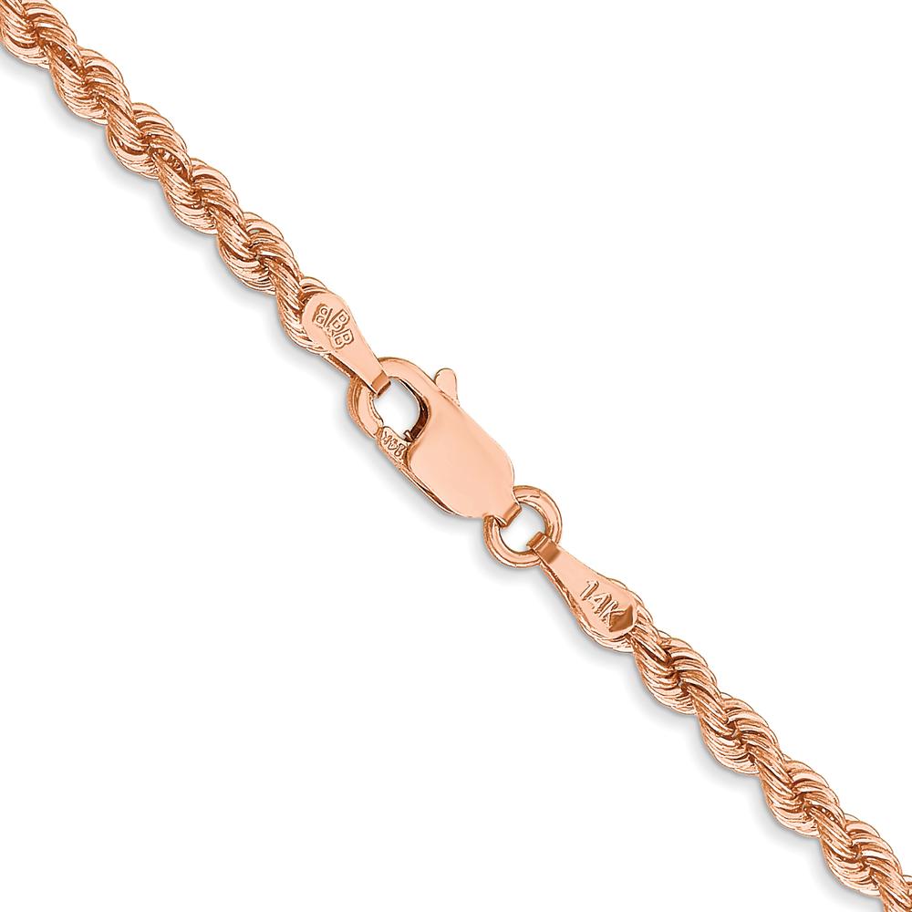 14K Rose Gold 18" 2.75mm Diamond-Cut Rope Chain Necklace with Lobster Clasp