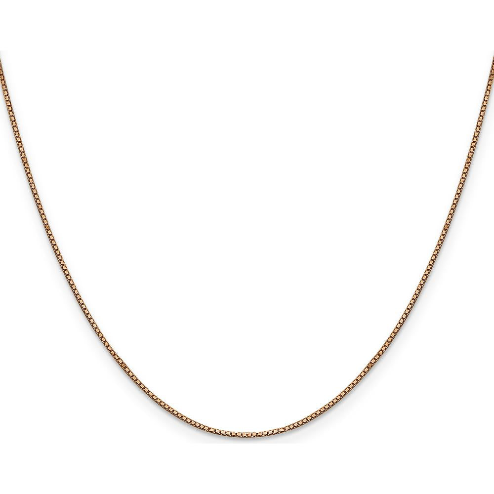 14K Rose Gold 18" Box Link Chain - 0.9mm Width with Lobster Clasp by 0
