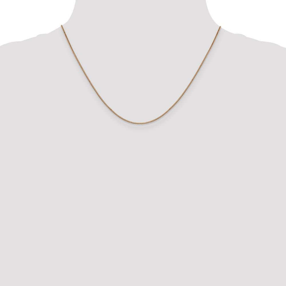 14K Rose Gold 18" Box Link Chain - 0.9mm Width with Lobster Clasp by 0