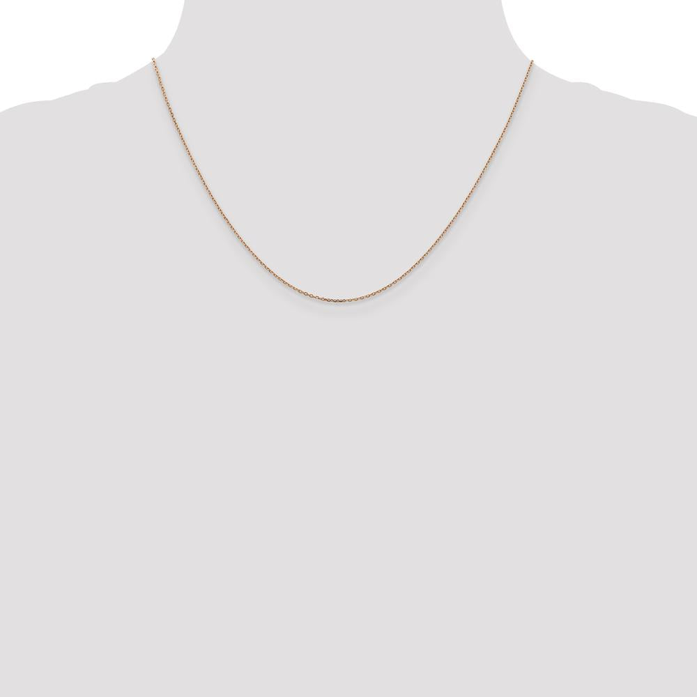 14K Rose Gold 18" Diamond-cut Cable Chain with Lobster Clasp - 1.10mm Width by 0
